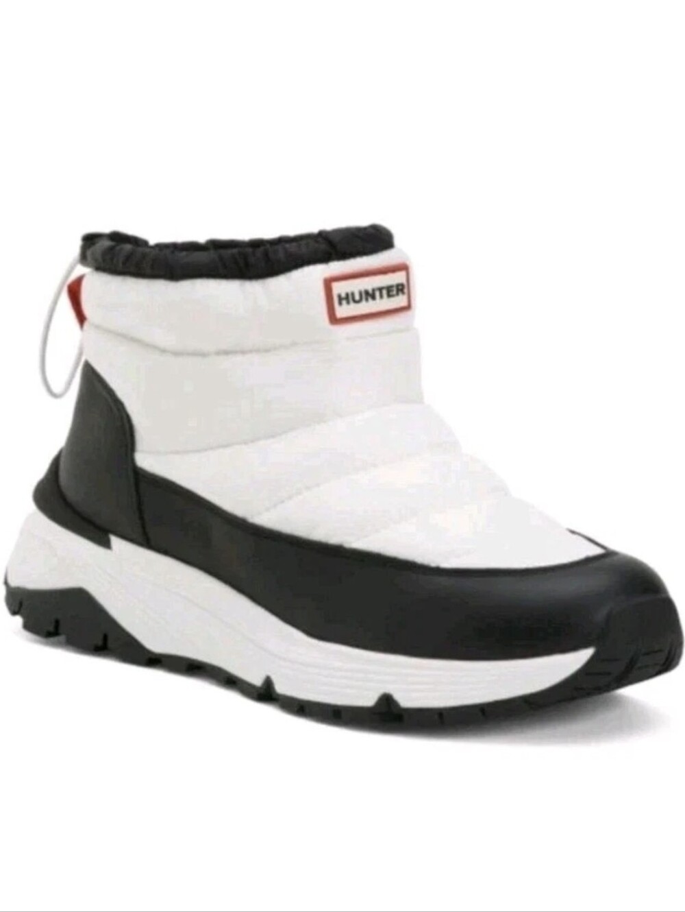 Hunter Anne Waterproof Snow Boots White/Black Pull On Quilted Women's Sz 6 NEW